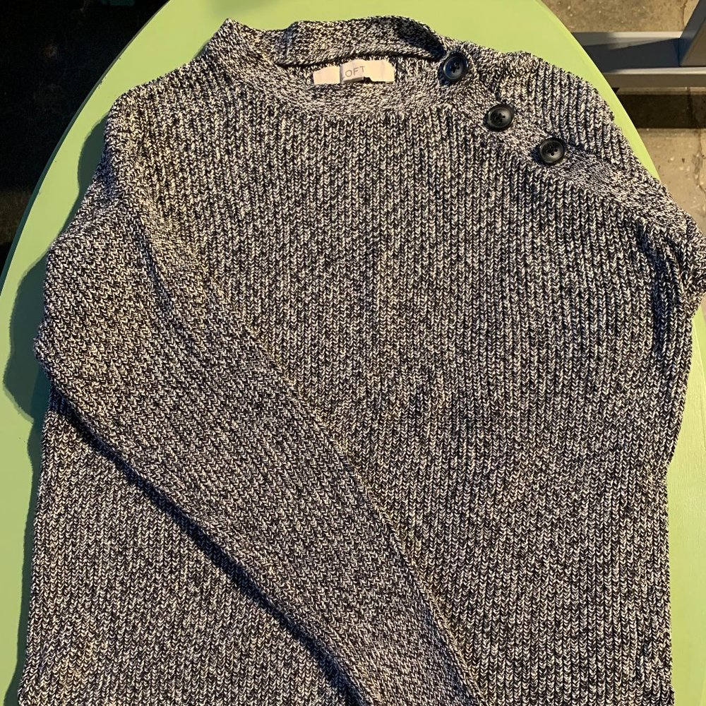 Loft Black & White Sweater with Buttons - Size XS